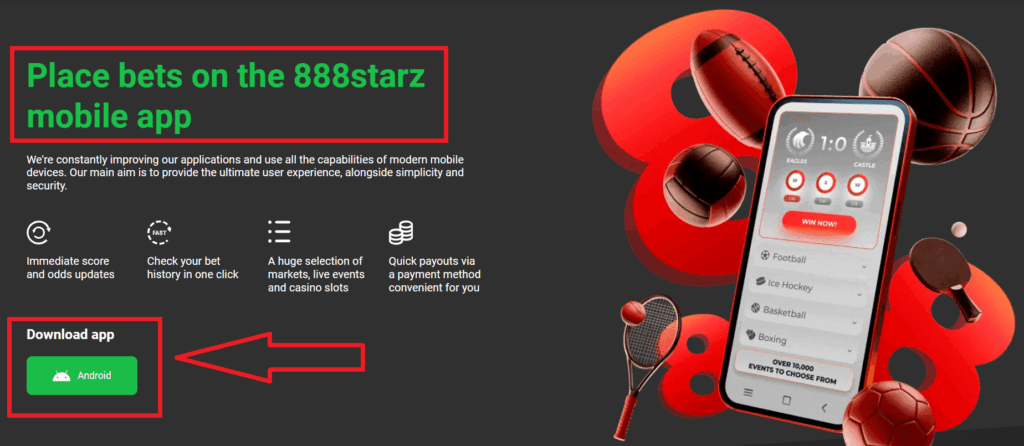download 888Starz application applications on Android devices